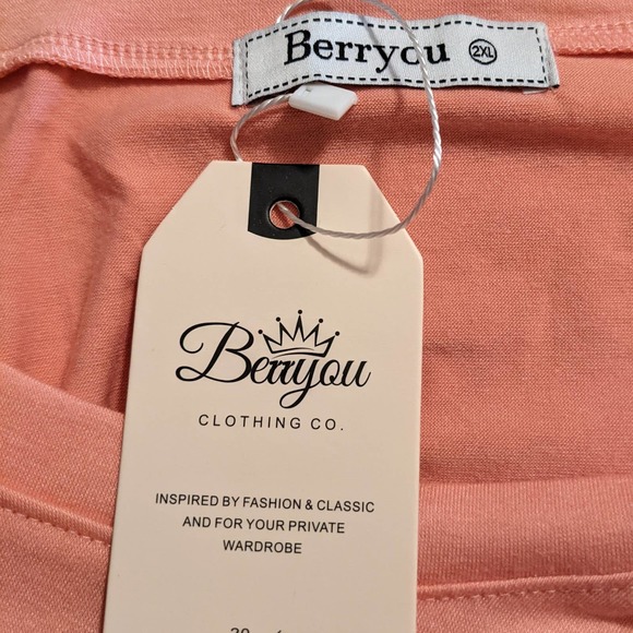 Beayou Peach Knit Loose Fit Casual T-shirt Dress with Pockets Size 2XL NWT - Picture 4 of 4